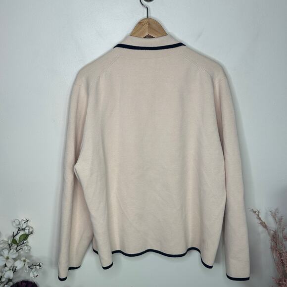 J. CREW Tipped Sweater Blazer Cream Navy Blue Sz 3X {3N40} - Picture 4 of 7